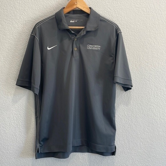 Nike Golf Dri-Fit Gray Concordia University Wisconsin Athletic Polo Size Medium - Picture 1 of 7